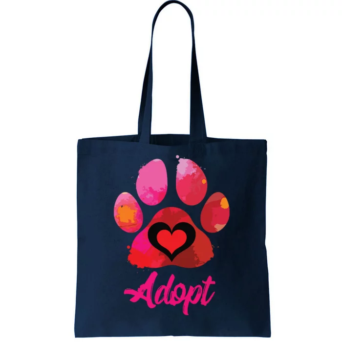 Adopt Love My Rescue Animal Lover Watercolor Art Tote Bag