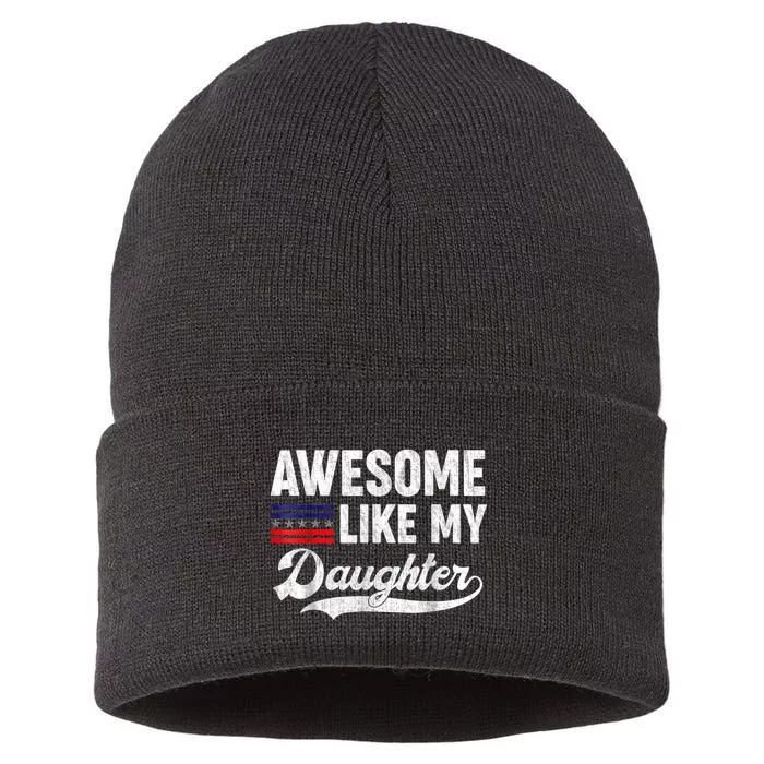 Awesome Like My Daughter Retro Men Dad Funny Fathers Sustainable Knit Beanie