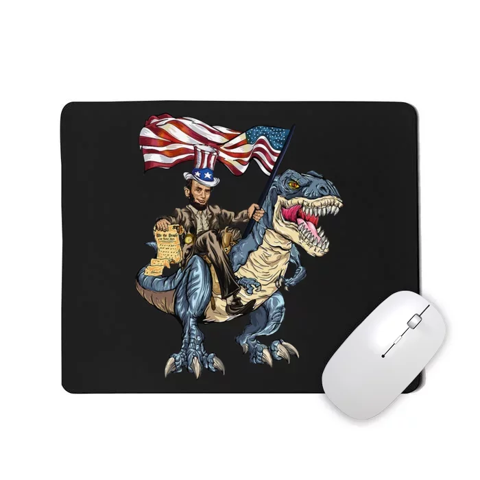 Abe Lincoln Murica T- Rex Funny 4th Of July USA Flag Mousepad