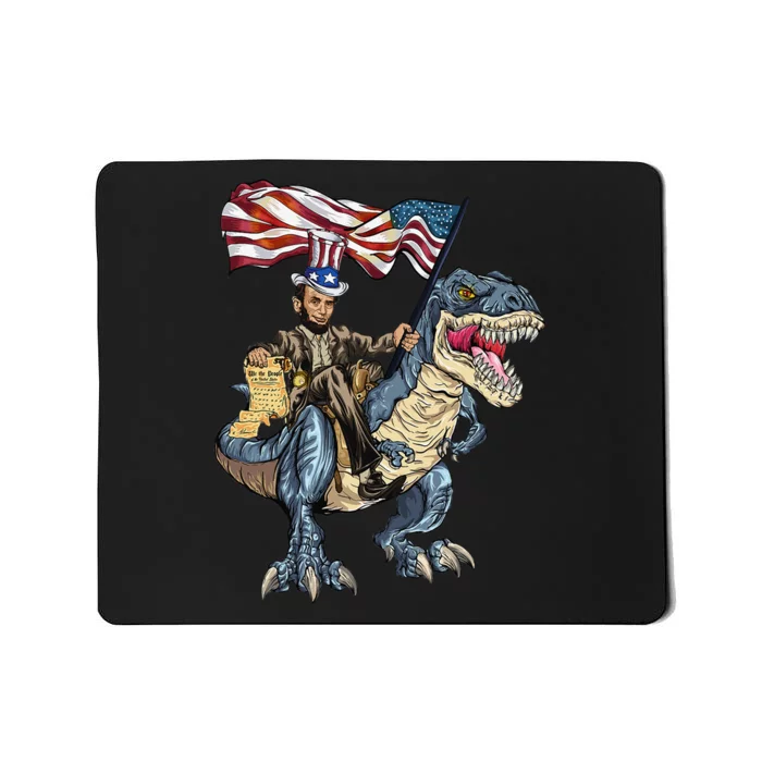 Abe Lincoln Murica T- Rex Funny 4th Of July USA Flag Mousepad