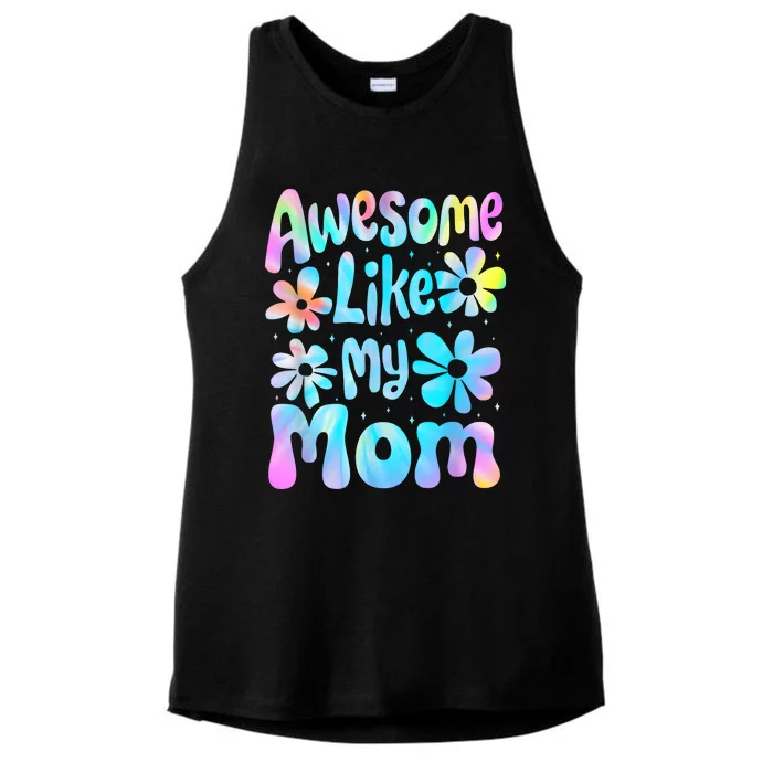 Awesome Like My Mom Mommy Groovy Graphic MotherS Day Ladies Tri-Blend Wicking Tank