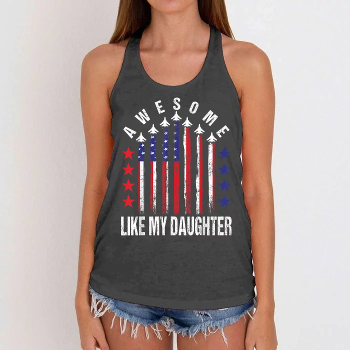 Awesome Like My Daughter Funny Fathers Day & 4th Of July Women's Knotted Racerback Tank