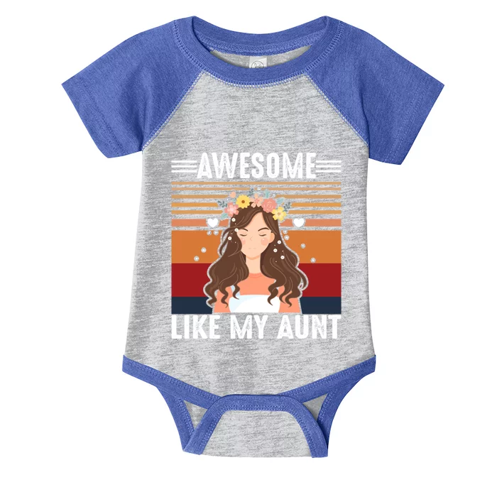 Awesome Like My Aunt Auntie Niece Retro Aunt Gift Infant Baby Jersey Bodysuit