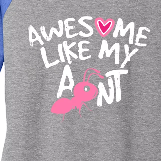 Awesome Like My Aunt Funny Niece And Nephew Gift Women's Tri-Blend 3/4-Sleeve Raglan Shirt