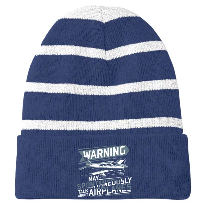 Airplane Lover Men Boy Kids Aviation Pilot Striped Beanie with Solid Band