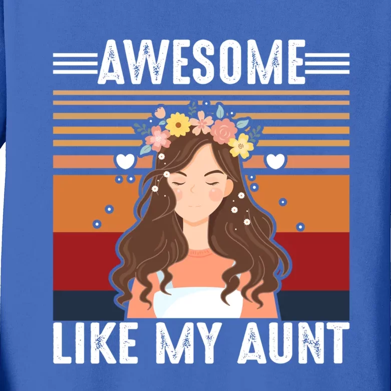 Awesome Like My Aunt Auntie Niece Retro Aunt Gift Kids Long Sleeve Shirt