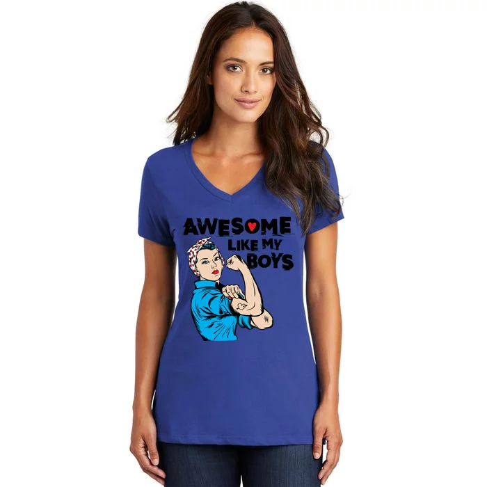 Awesome Like My Funny Mom Gift For Cool Mother Gift Women's V-Neck T-Shirt