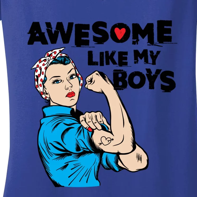 Awesome Like My Funny Mom Gift For Cool Mother Gift Women's V-Neck T-Shirt