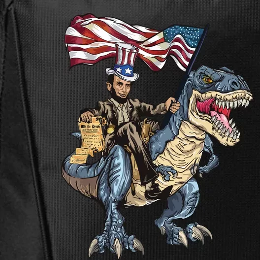 Abe Lincoln Murica T Rex Funny 4th Of July Usa Flag City Backpack