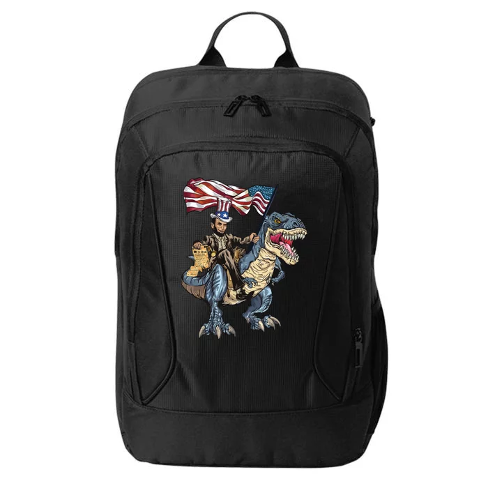 Abe Lincoln Murica T Rex Funny 4th Of July Usa Flag City Backpack