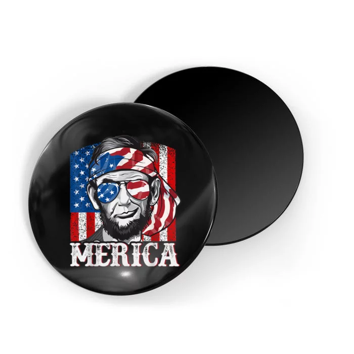 Abraham Lincoln Merica 4th Of July Shirt Men American Flag Magnet