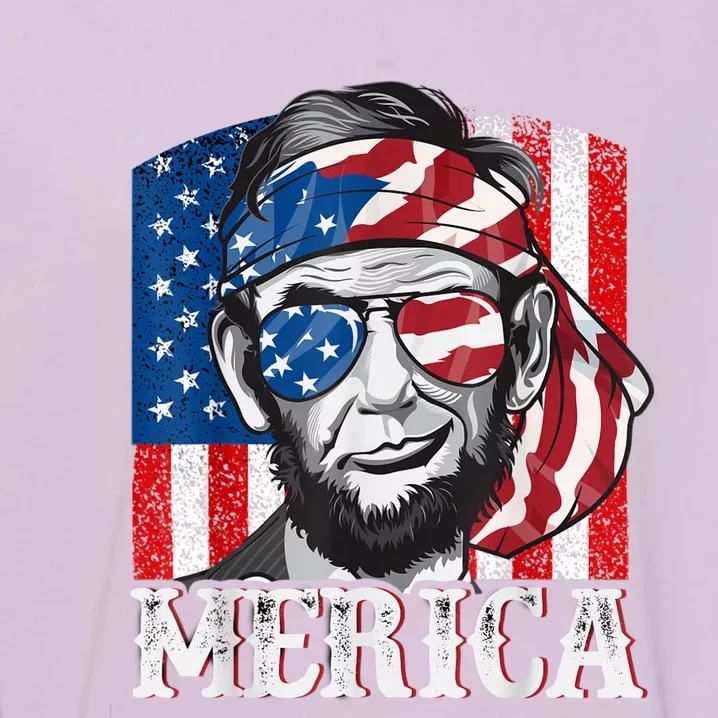 Abraham Lincoln Merica 4th Of July Shirt Men American Flag Garment-Dyed Sweatshirt