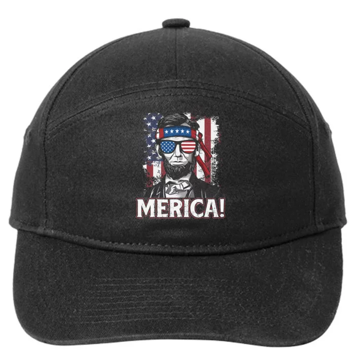 Abraham Lincoln Merica USA American Flag 4th of July 7-Panel Snapback Hat