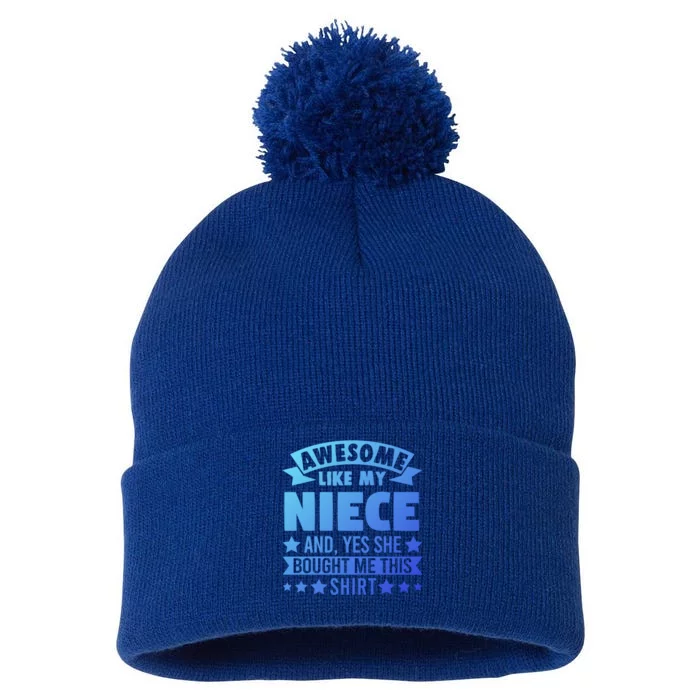 Awesome Like My Niece Uncle Aunt Gift Pom Pom 12in Knit Beanie