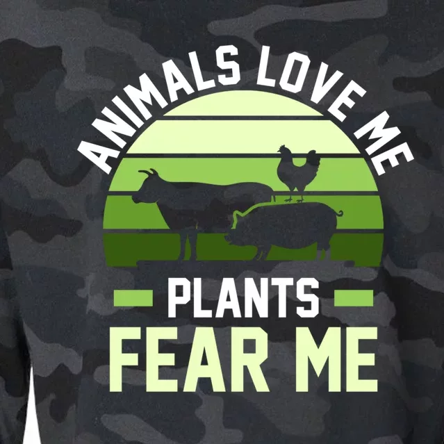 Animals Love Me Plants Eat Plants Cool Gift Cropped Pullover Crew