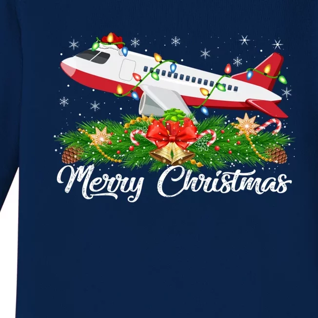 Airplane Lover Matching Santa Hat Airplane Christmas Gift Baby Long Sleeve Bodysuit