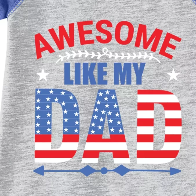 Awesome Like My Dad American Flag 4th Of July Fathers Day Gift Infant Baby Jersey Bodysuit