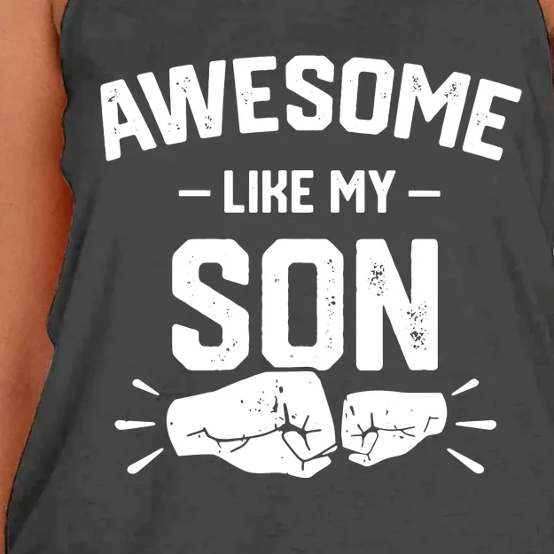 AWESOME LIKE MY SON Funny Father's Day Women's Knotted Racerback Tank