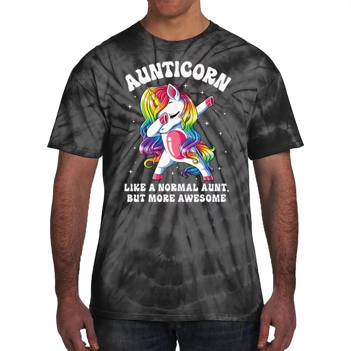 Aunticorn Like Normal Aunt But More Awesome Dabbing Unicorn Tie-Dye T-Shirt