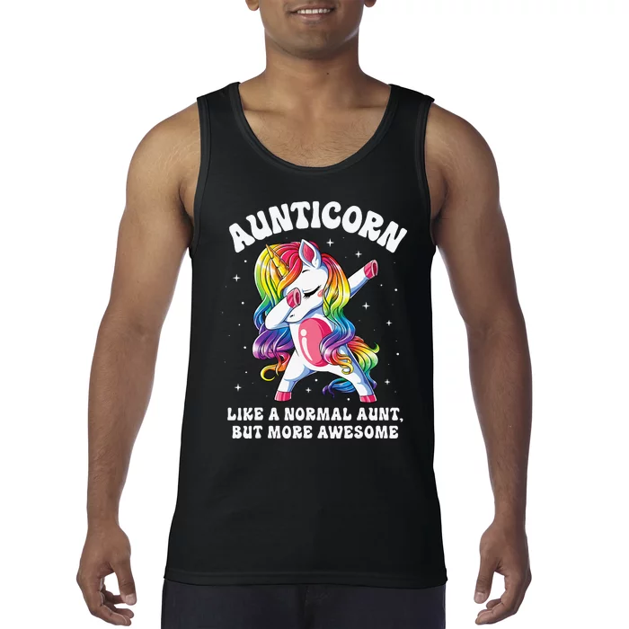 Aunticorn Like Normal Aunt But More Awesome Dabbing Unicorn Tank Top