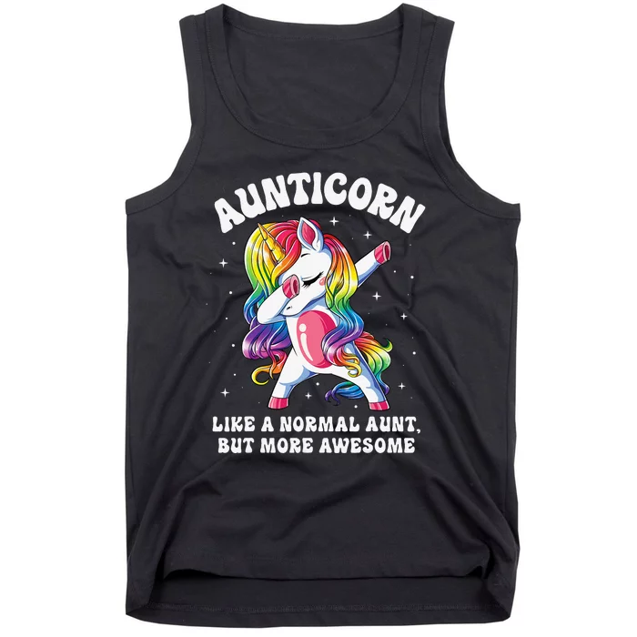 Aunticorn Like Normal Aunt But More Awesome Dabbing Unicorn Tank Top