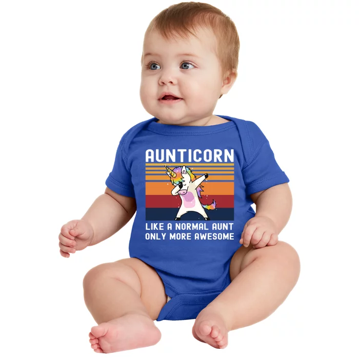 Aunticorn Like Normal Aunt But More Awesome Dabbing Unicorn Funny Gift Baby Bodysuit