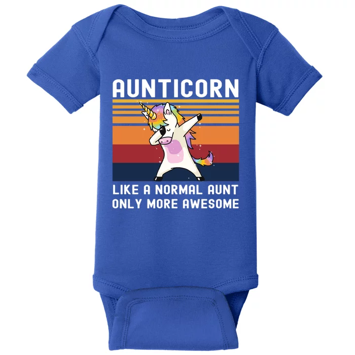 Aunticorn Like Normal Aunt But More Awesome Dabbing Unicorn Funny Gift Baby Bodysuit