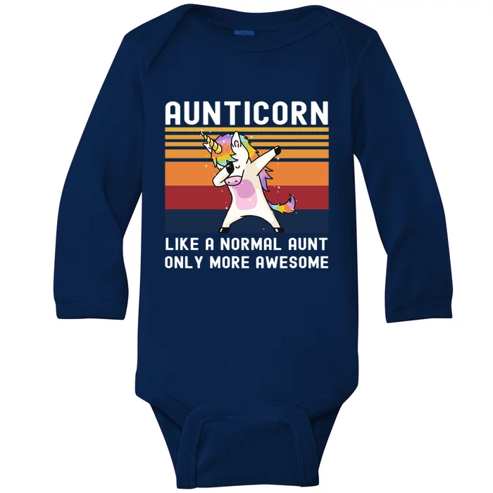 Aunticorn Like Normal Aunt But More Awesome Dabbing Unicorn Funny Gift Baby Long Sleeve Bodysuit