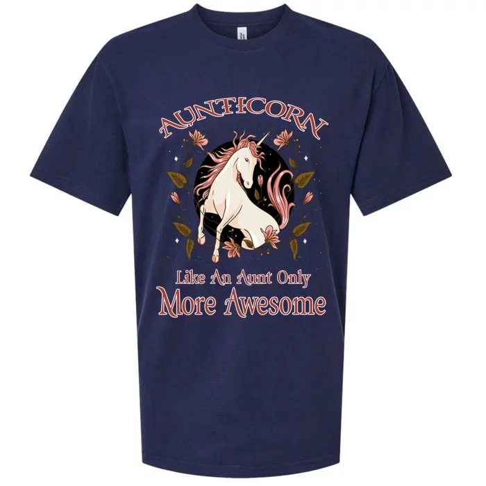 Aunticorn Like Normal Aunt But More Awesome Megical Unicorn Gift Sueded Cloud Jersey T-Shirt