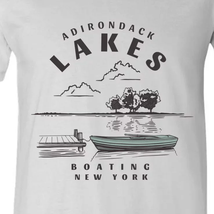 Adirondack Lakes Ny Boating Gift V-Neck T-Shirt