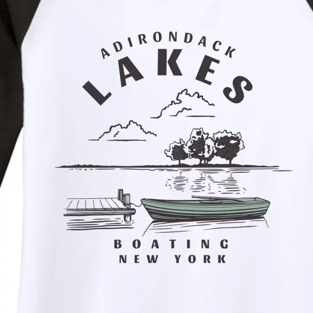 Adirondack Lakes Ny Boating Gift Women's Tri-Blend 3/4-Sleeve Raglan Shirt