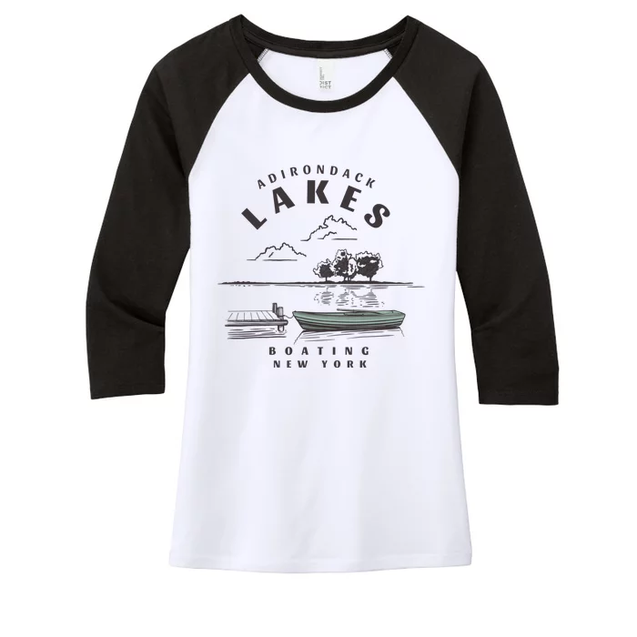 Adirondack Lakes Ny Boating Gift Women's Tri-Blend 3/4-Sleeve Raglan Shirt