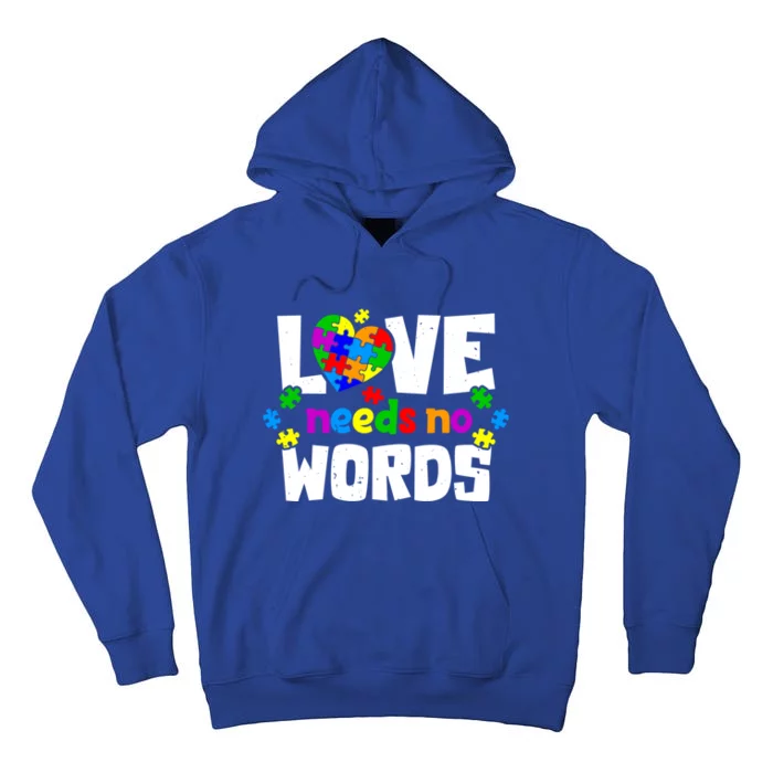 Autism Love No Words Sped Special Needs Awareness Teachers Cool Gift Tall Hoodie