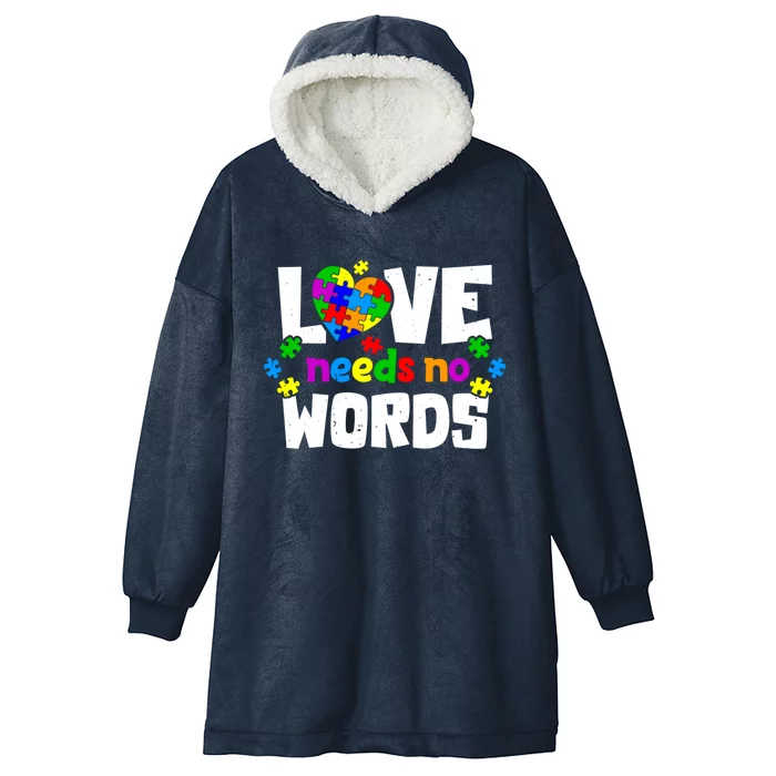 Autism Love No Words Sped Special Needs Awareness Teachers Cool Gift Hooded Wearable Blanket