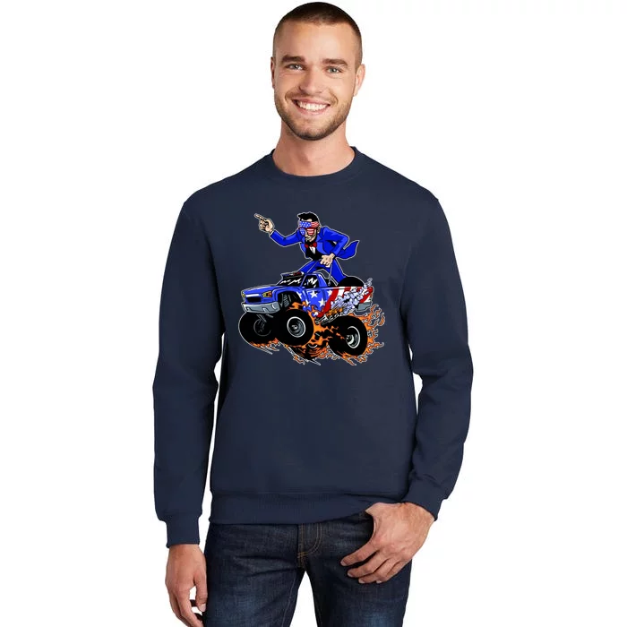 Abraham Liconln On A Monster Truck Tall Sweatshirt