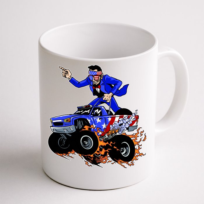 Abraham Liconln On A Monster Truck Front & Back Coffee Mug