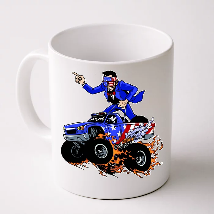 Abraham Liconln On A Monster Truck Front & Back Coffee Mug