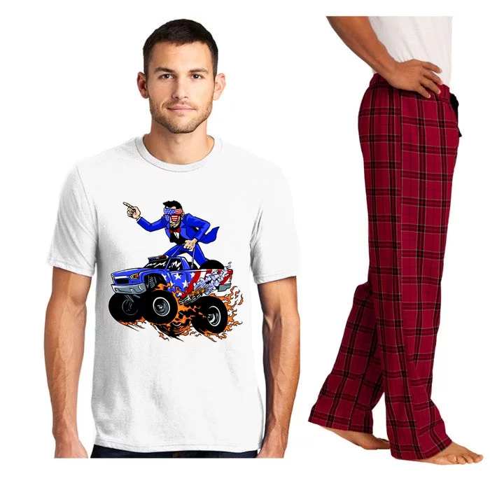 Abraham Liconln On A Monster Truck Pajama Set