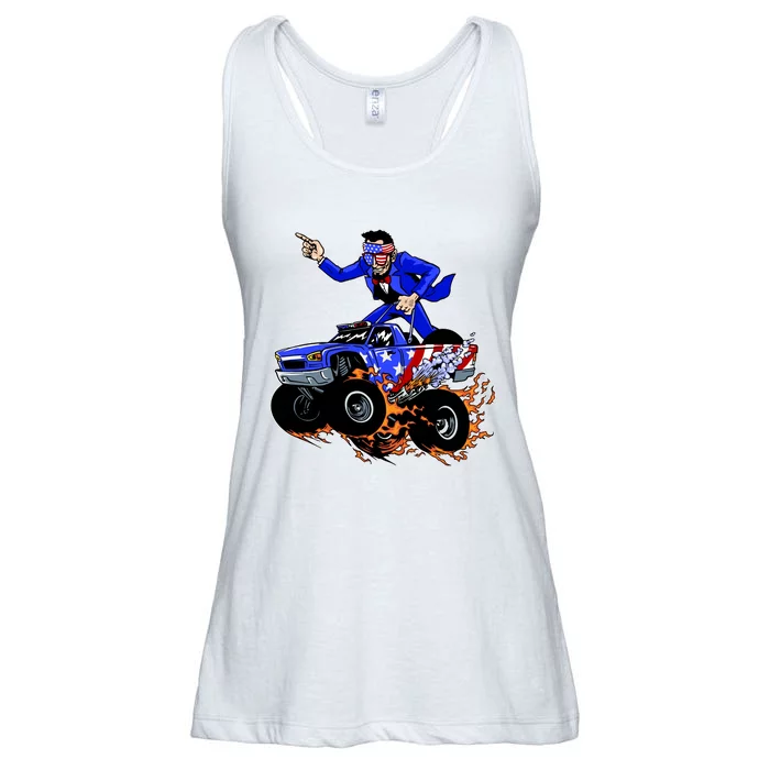 Abraham Liconln On A Monster Truck Ladies Essential Flowy Tank