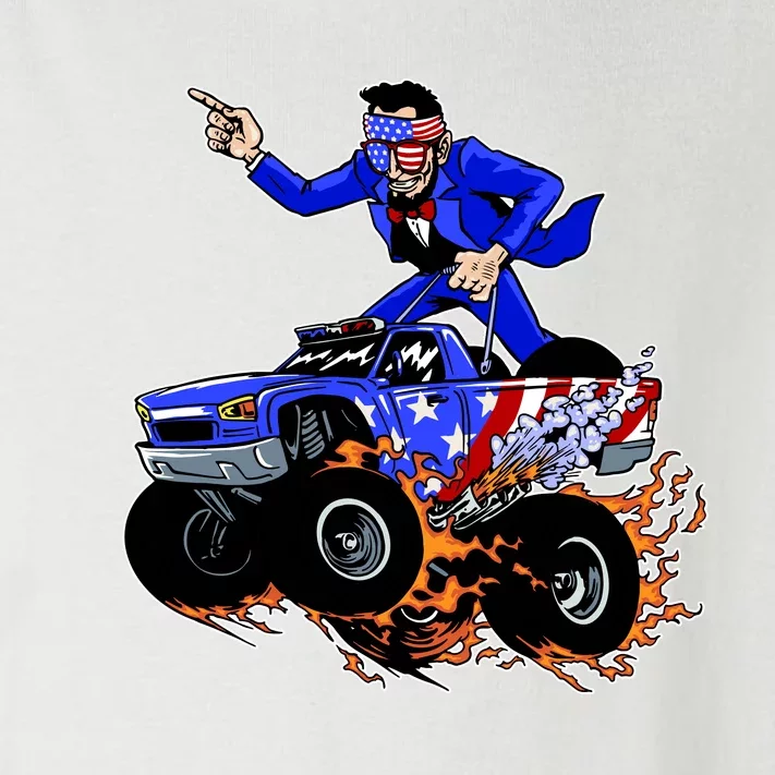 Abraham Liconln On A Monster Truck Toddler Long Sleeve Shirt