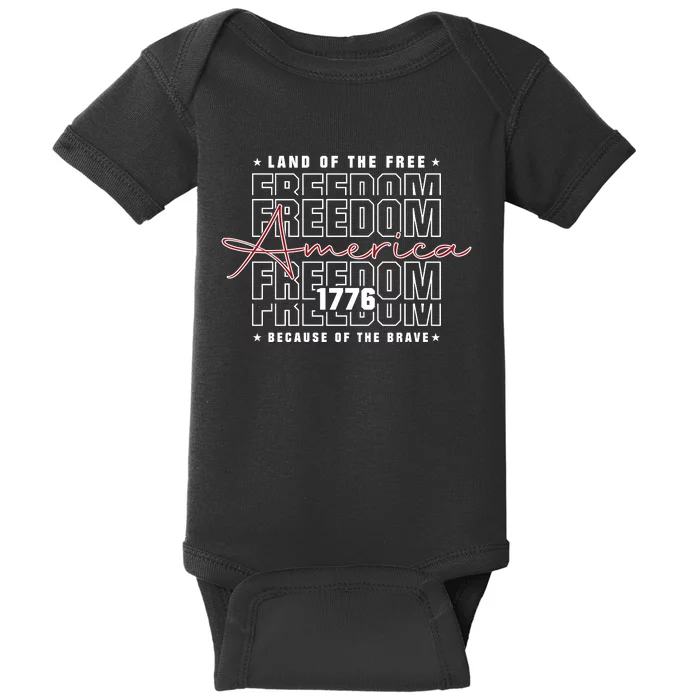 America Land Of The Free Because Of The Brave | 4th Of July Baby Bodysuit