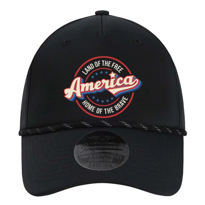 America Land Of The Free Home Of The Brave Retro 4th Of July Funny Gift Performance The Dyno Cap