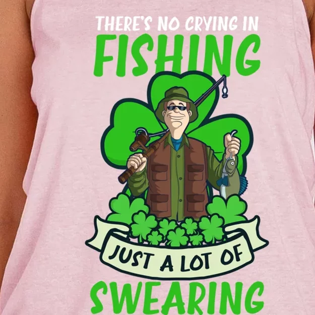 A Lot Of Swearing Design St Patricks Fishing Gift Women's Knotted Racerback Tank