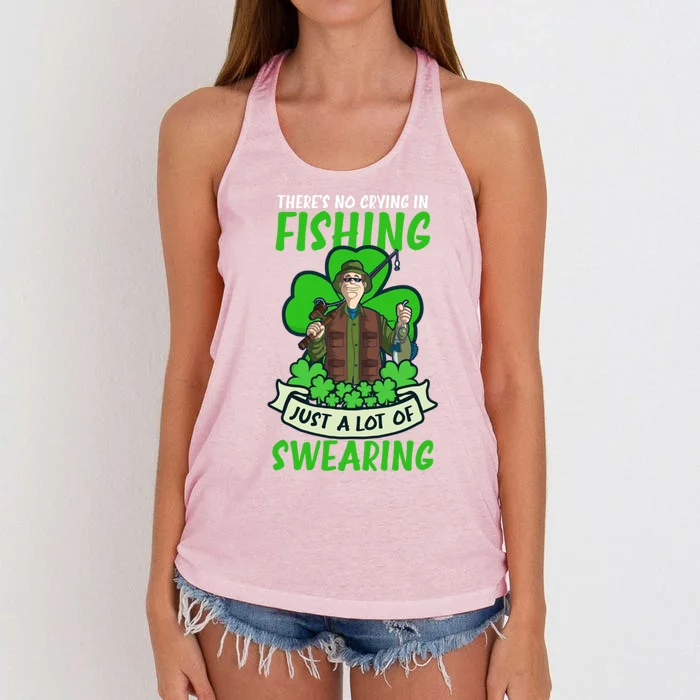 A Lot Of Swearing Design St Patricks Fishing Gift Women's Knotted Racerback Tank