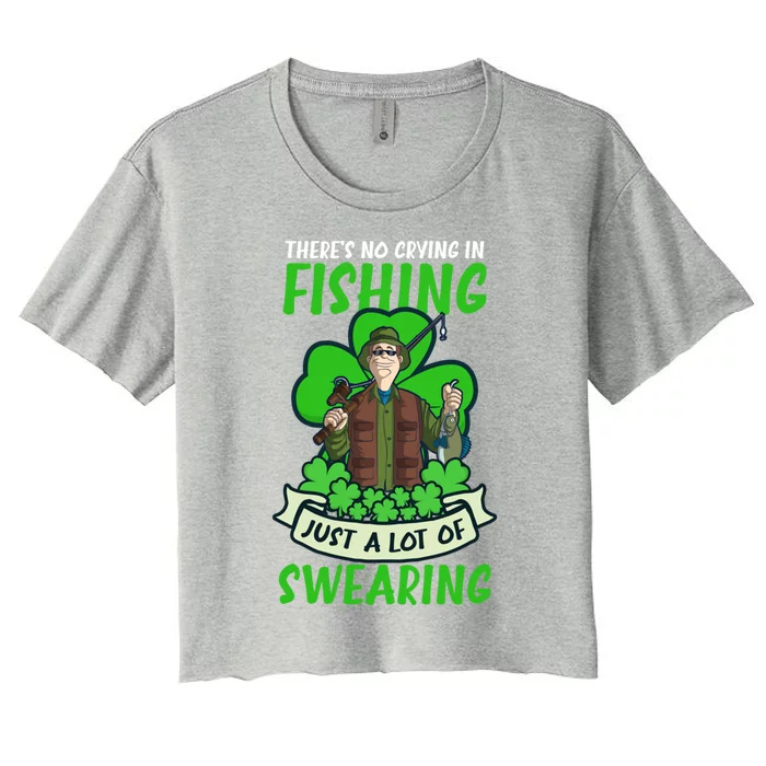 A Lot Of Swearing Design St Patricks Fishing Gift Women's Crop Top Tee