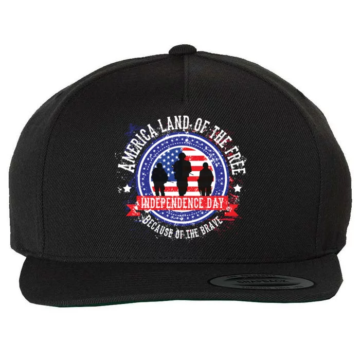 America Land Of The Free Because Of The Brave Novelty Gift Wool Snapback Cap