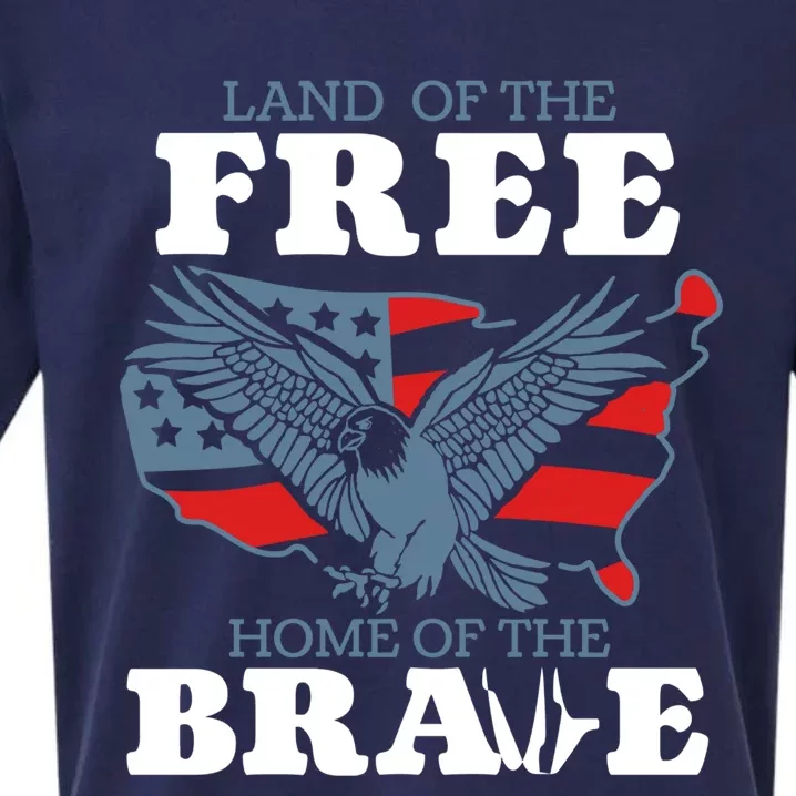 America Land Of The Free Home Of The Brave Gift Sueded Cloud Jersey T-Shirt