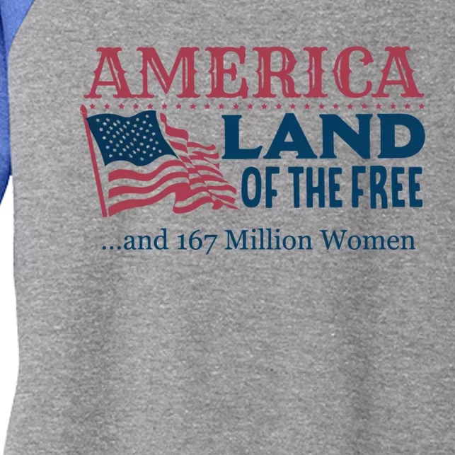 America Land Of The Free And 167 Million Cool Gift Women's Tri-Blend 3/4-Sleeve Raglan Shirt