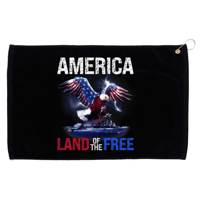 America Land Of The Free 4th Of July Independence Day Eagle Grommeted Golf Towel