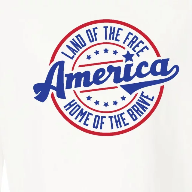 AMERICA LAND OF THE FREE HOME OF THE BRAVE Cropped Pullover Crew